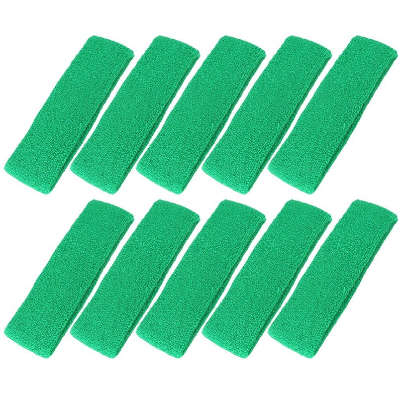 Mallofusa ? 10 PCS Cotton Sports Basketball Headband/Sweatband Head Sweat Band/Brace Gift Party Outdoor Activities (Green) - Image 1